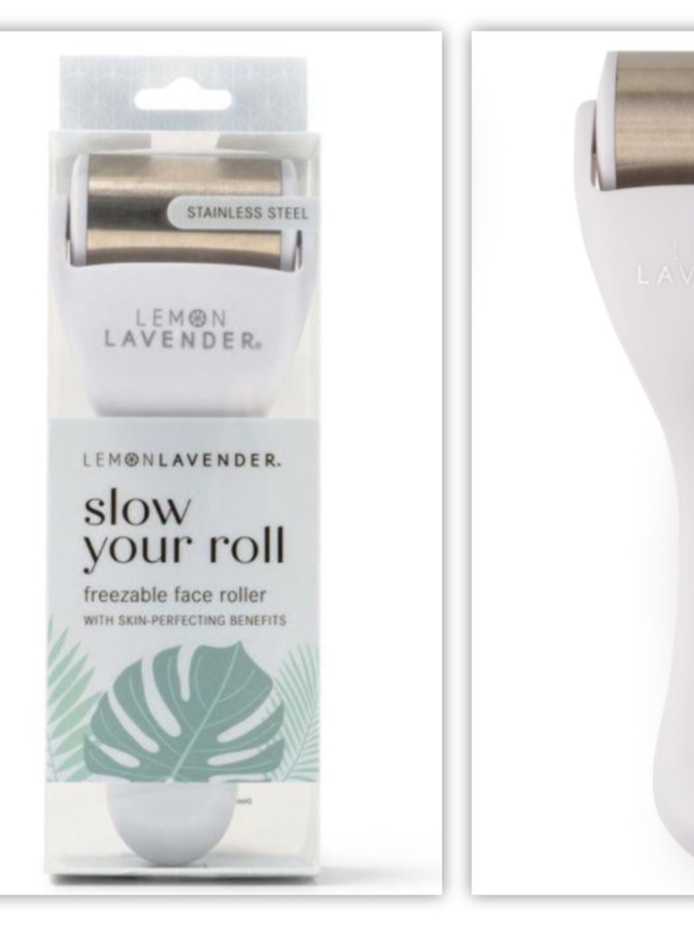 Lemon Lavender Slow Your Roll Stainless Steel Freezable Face Roller NEW